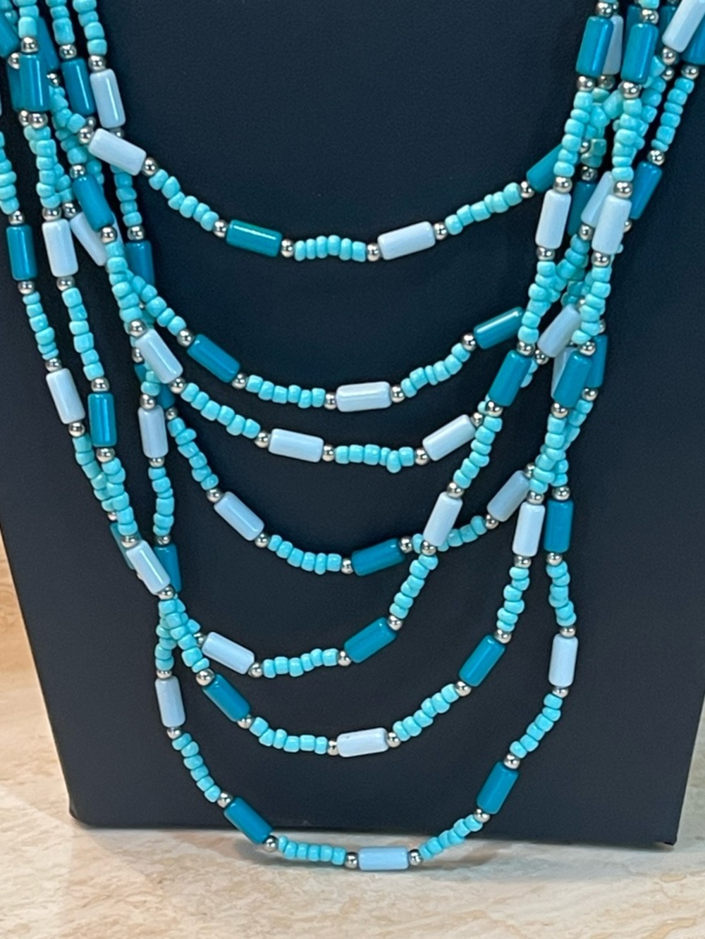 Turquoise Multi-Strand Beaded Necklace - Picture 2 of 10